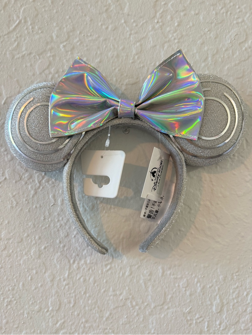 Disney Silver Holographic Bow Minnie Ears Headband